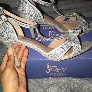 Diamond sparkle bow strap heels (whore once)